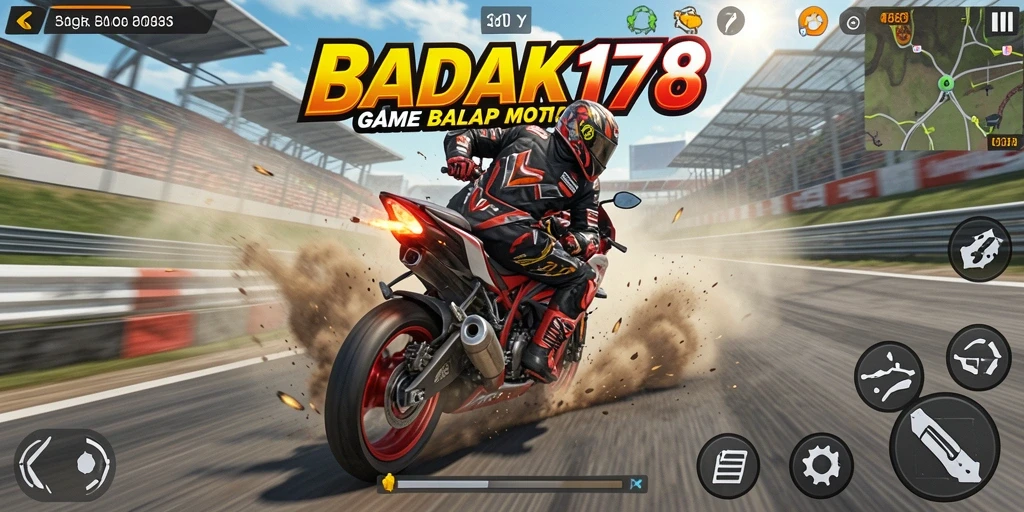 Screenshot menampilkan aksi balapan motor yang mendebarkan.