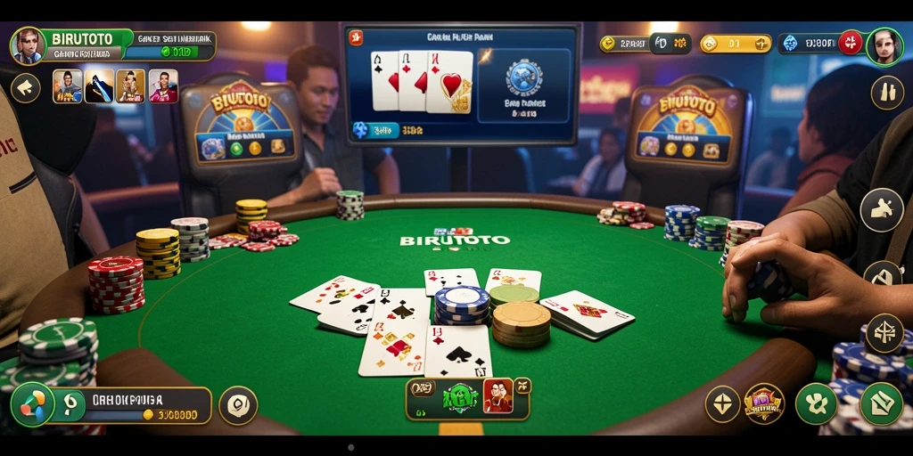 Tampilan menarik dari gameplay BIRUTOTO poker yang mengasyikkan.