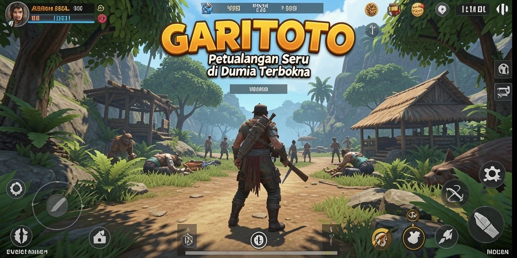 Tangkapan layar gameplay GARITOTO menampilkan eksplorasi dunia terbuka yang luas.