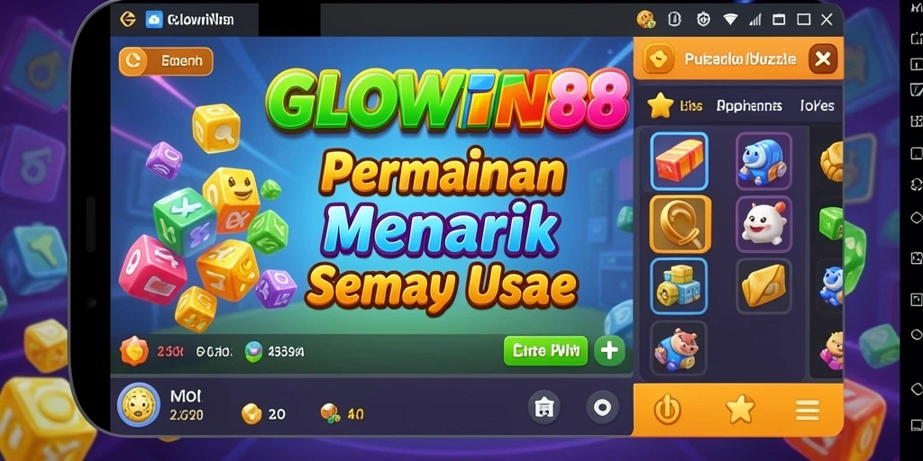 Tampilan gameplay GLOWIN88 yang penuh warna dan menantang.