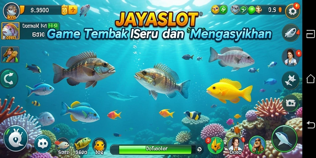 Tampilan gameplay seru JAYASLOT saat menembak ikan.