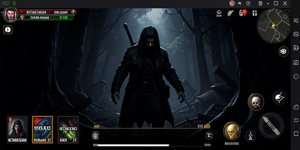 Screenshot menunjukkan momen menegangkan dari gameplay RK55 yang menakutkan.