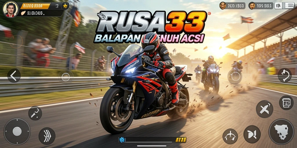 Tampilan aksi balapan motor yang mendebarkan di RUSA33.